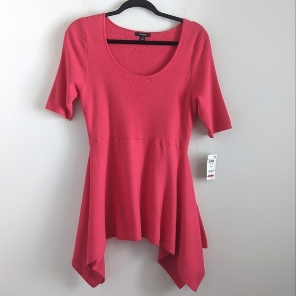 ALFANI Pink Scoop Neck Shark bite hem Ribbed Top S - Picture 2 of 13